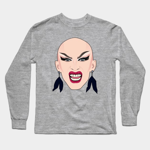 Sasha Velour Growl Long Sleeve T-Shirt by Jakmalone